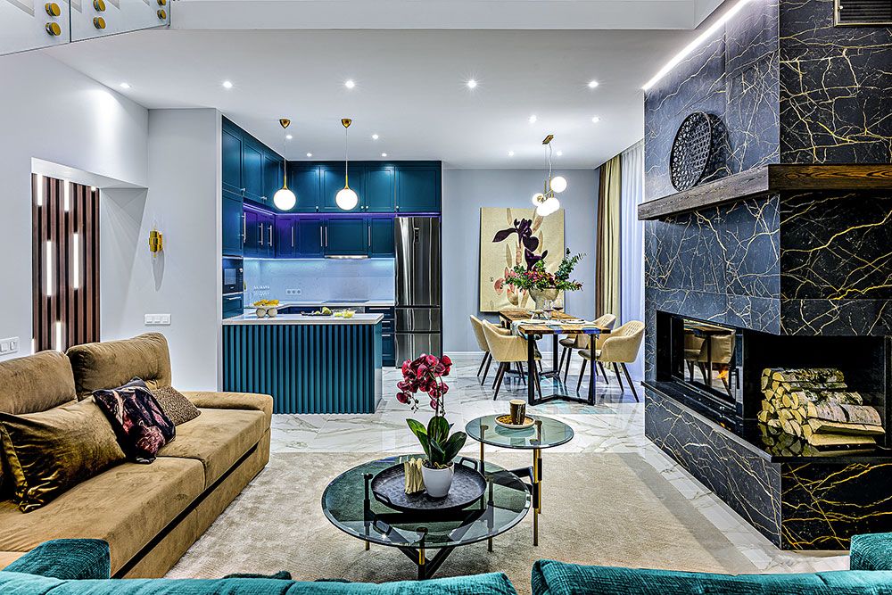 郊区浅色基调且有浓重色彩点缀的住宅室内设计丨俄罗斯莫斯科-12