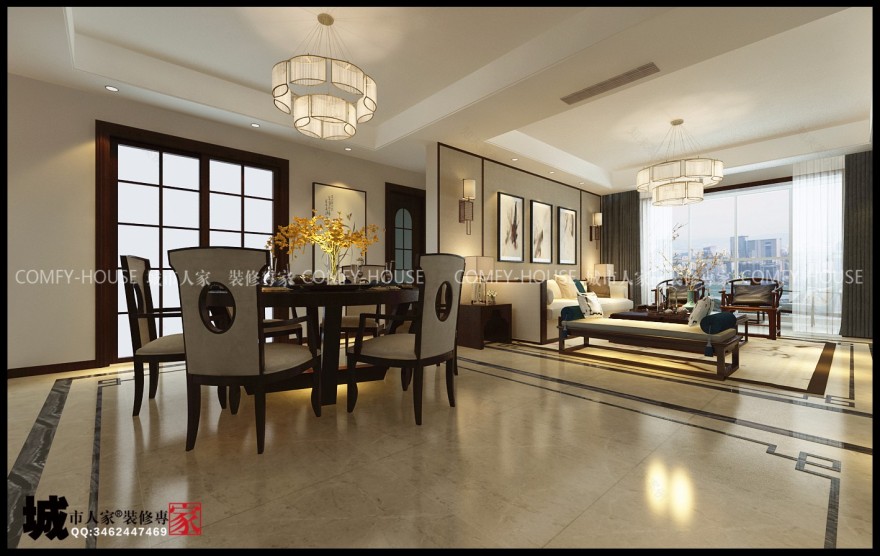 龙泉壹号 170 平新中式四室两厅设计 | 现代与传统的美学融合-12