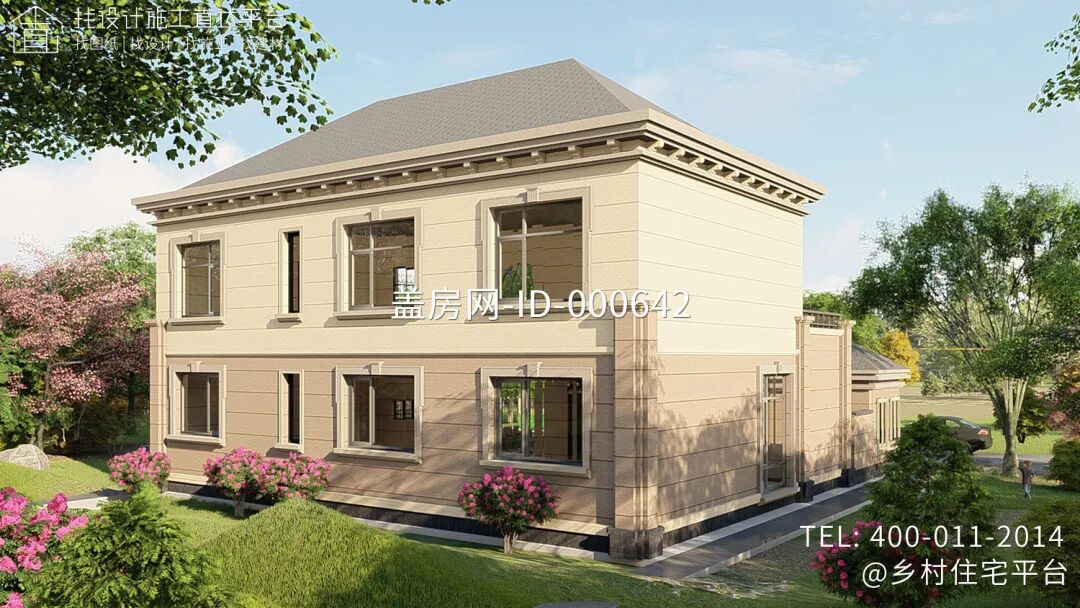 【设计师案例】土建参考造价61万，面宽16m×进深12.5m河南新乡二层欧式别墅-33