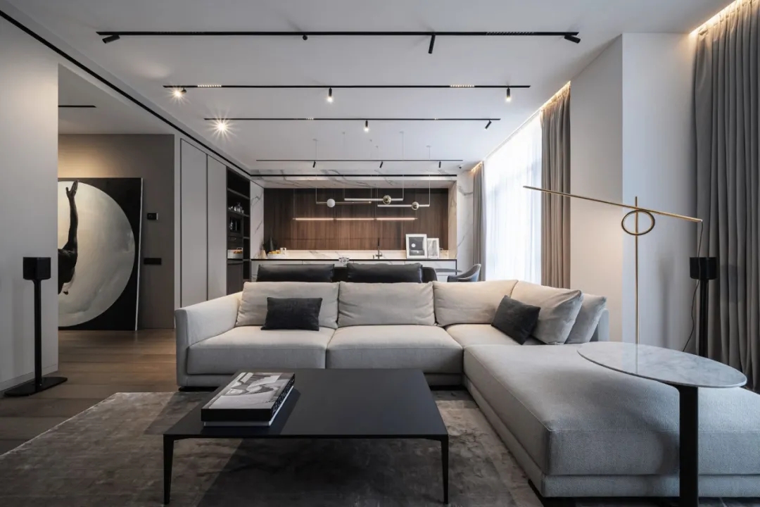 黑白灰现代极简主义公寓设计丨乌克兰基辅-5