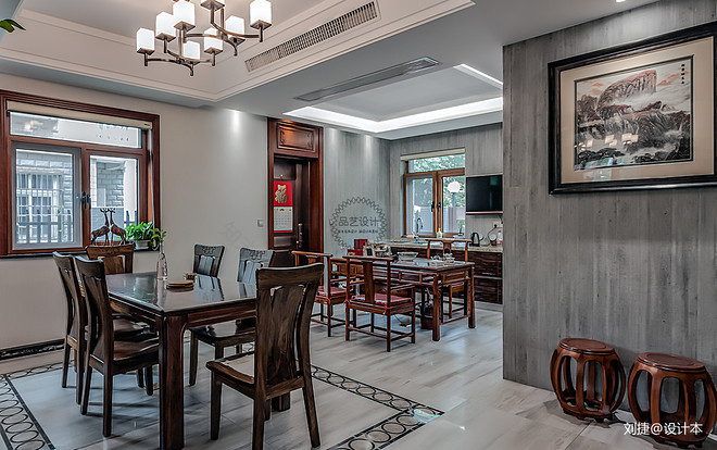 现代中式碧海花园联排别墅装修-11
