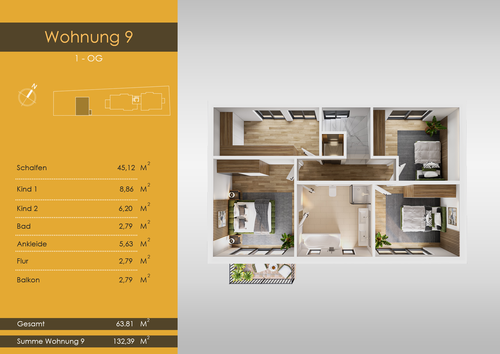 德国住宅开发项目3D户型图与宣传册设计-26