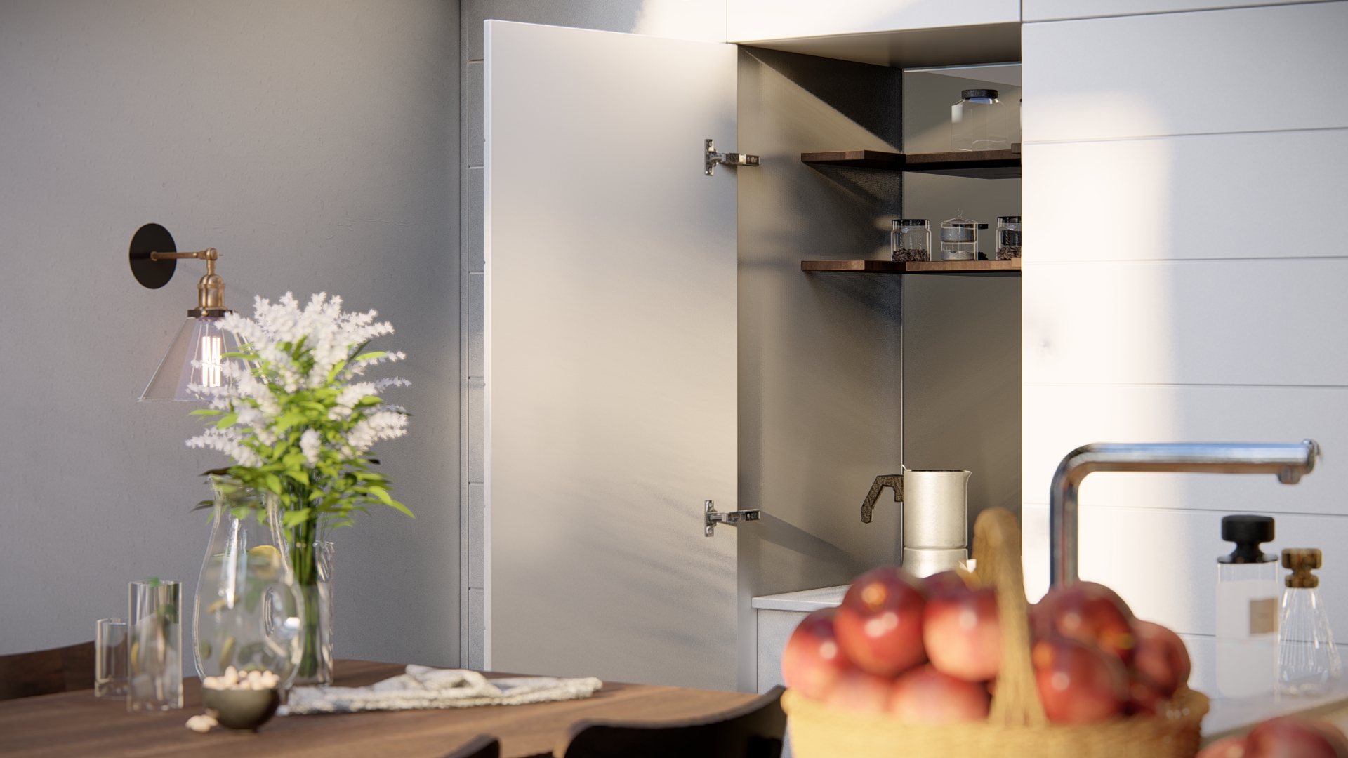 تصميم داخلي لمطبخ مع باكيارد لفيللا بالسعودية-4