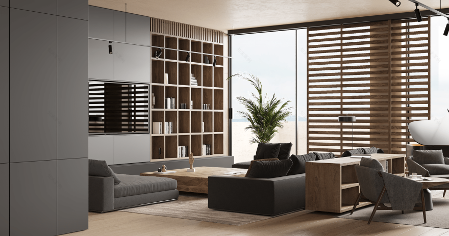 乌克兰知名设计工作室 Sergey Makhno 打造胡桃木高级灰极简空间-3