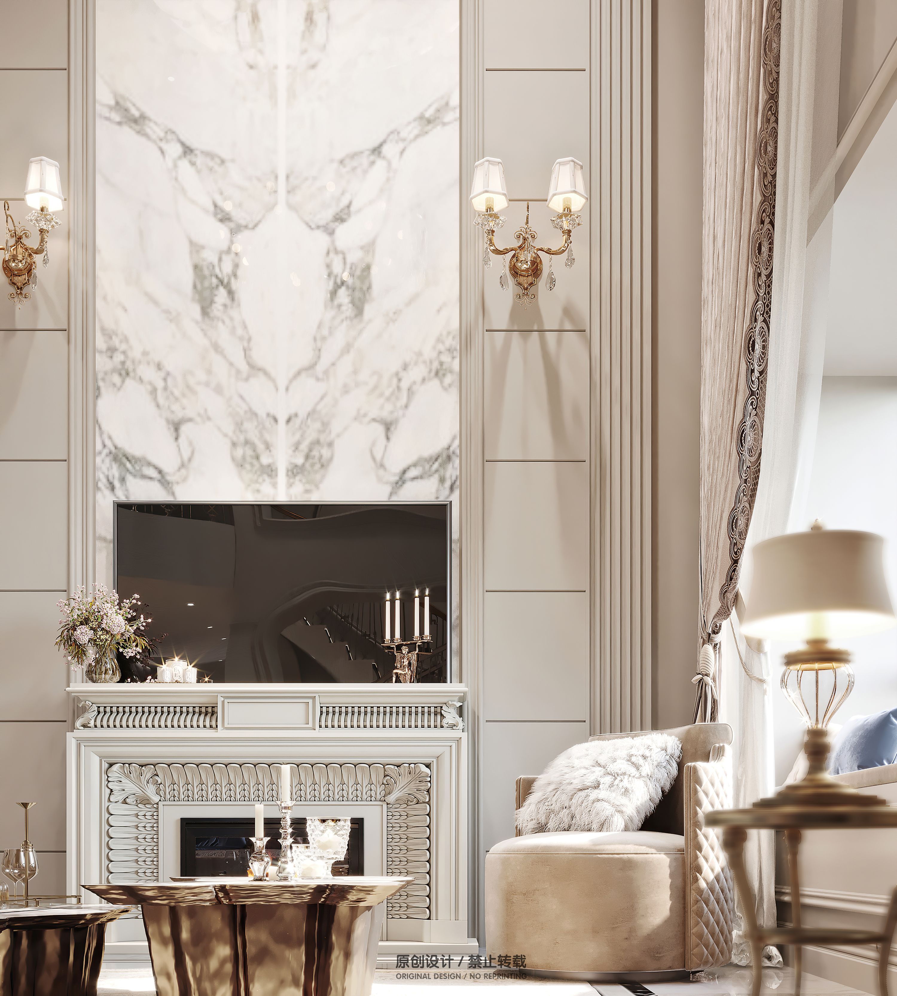 法式风格效果图表现丨魔方空间设计-6