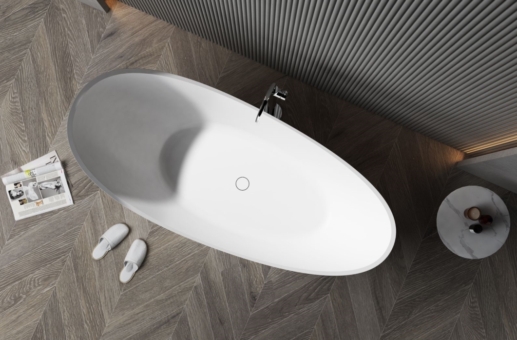 酒店高级感月亮型人造石浴缸-2