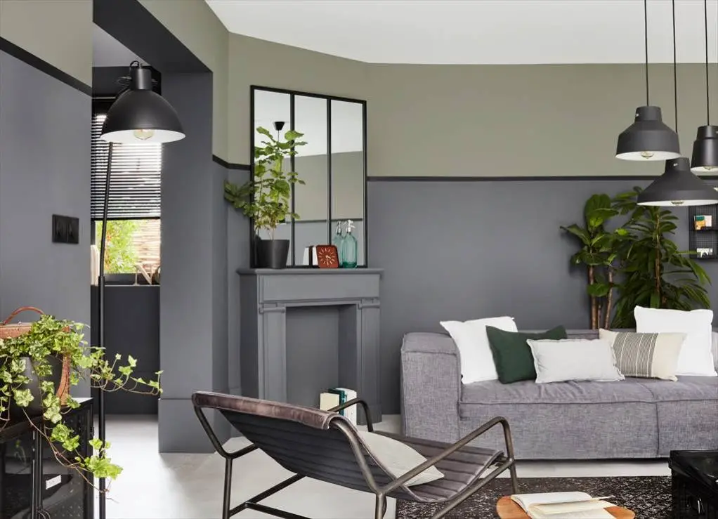 现代工业风格灰色与卡其色客厅设计-3