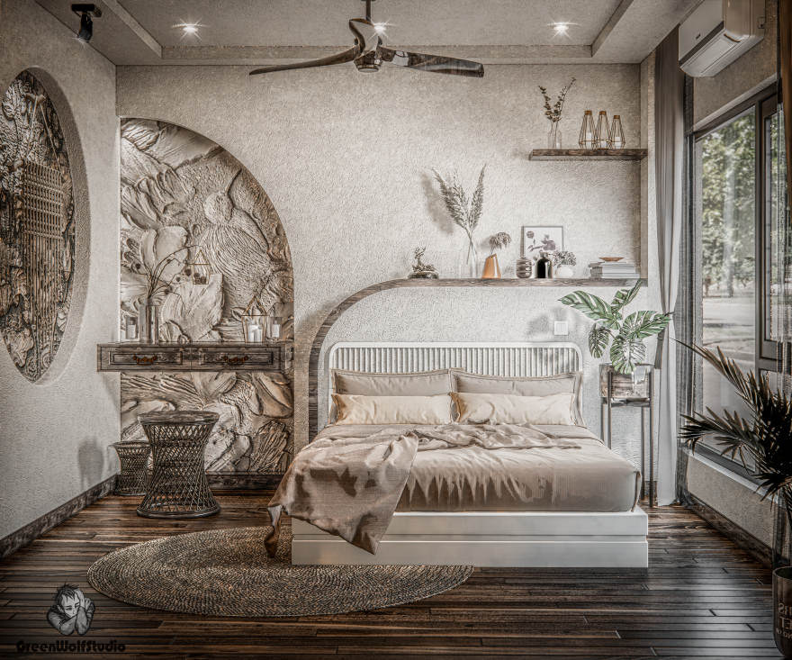 热带风格主卧丨PHUNG TIEN-6