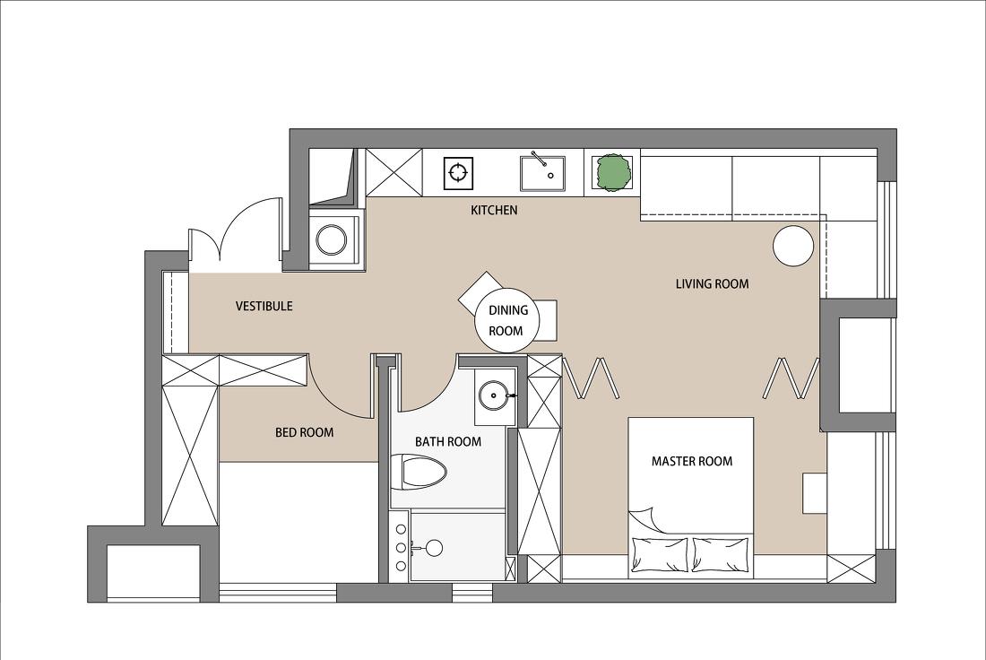 独居女生的奶油色单身公寓-11