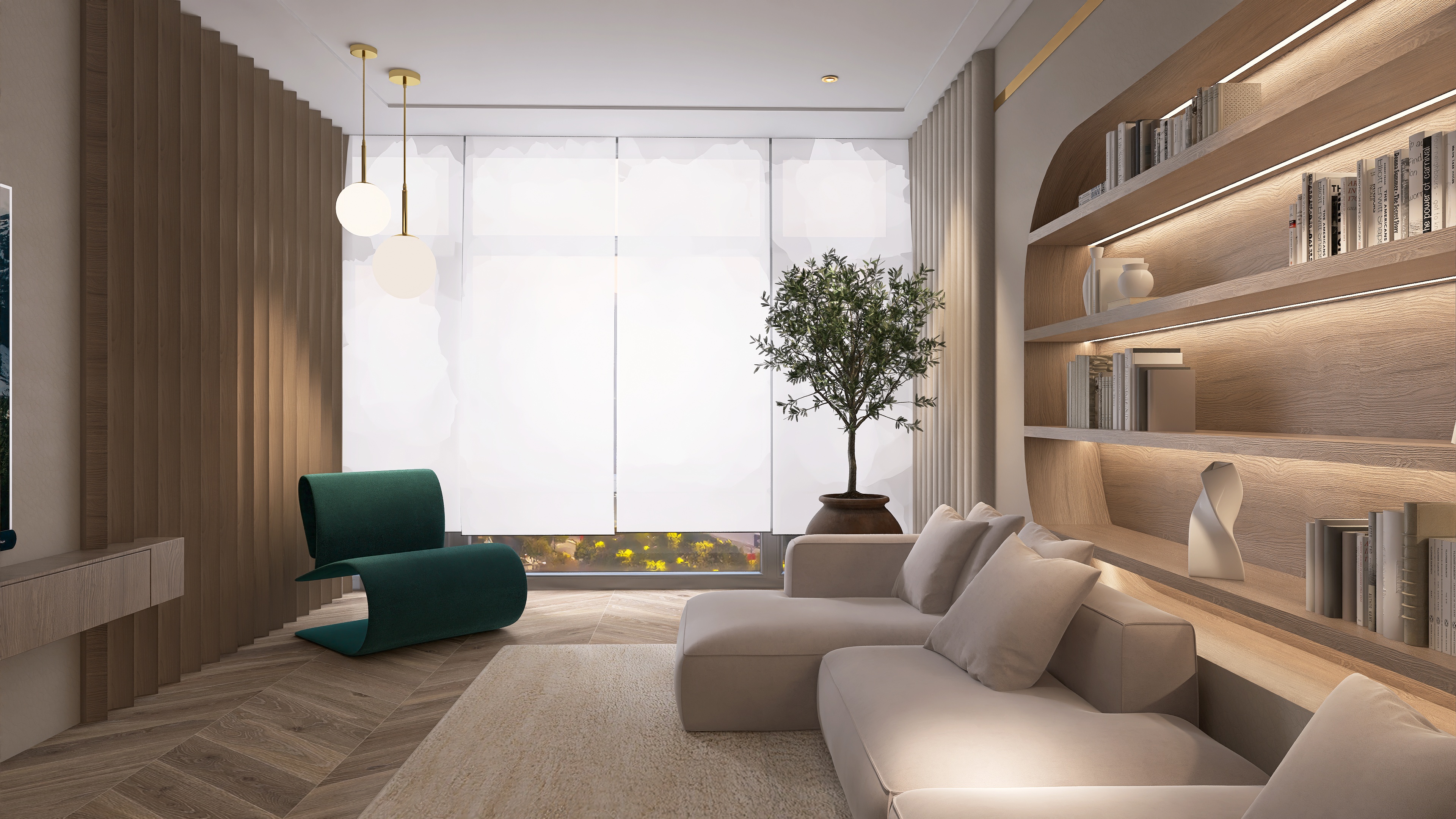 可俯瞰城市景观的客厅-3