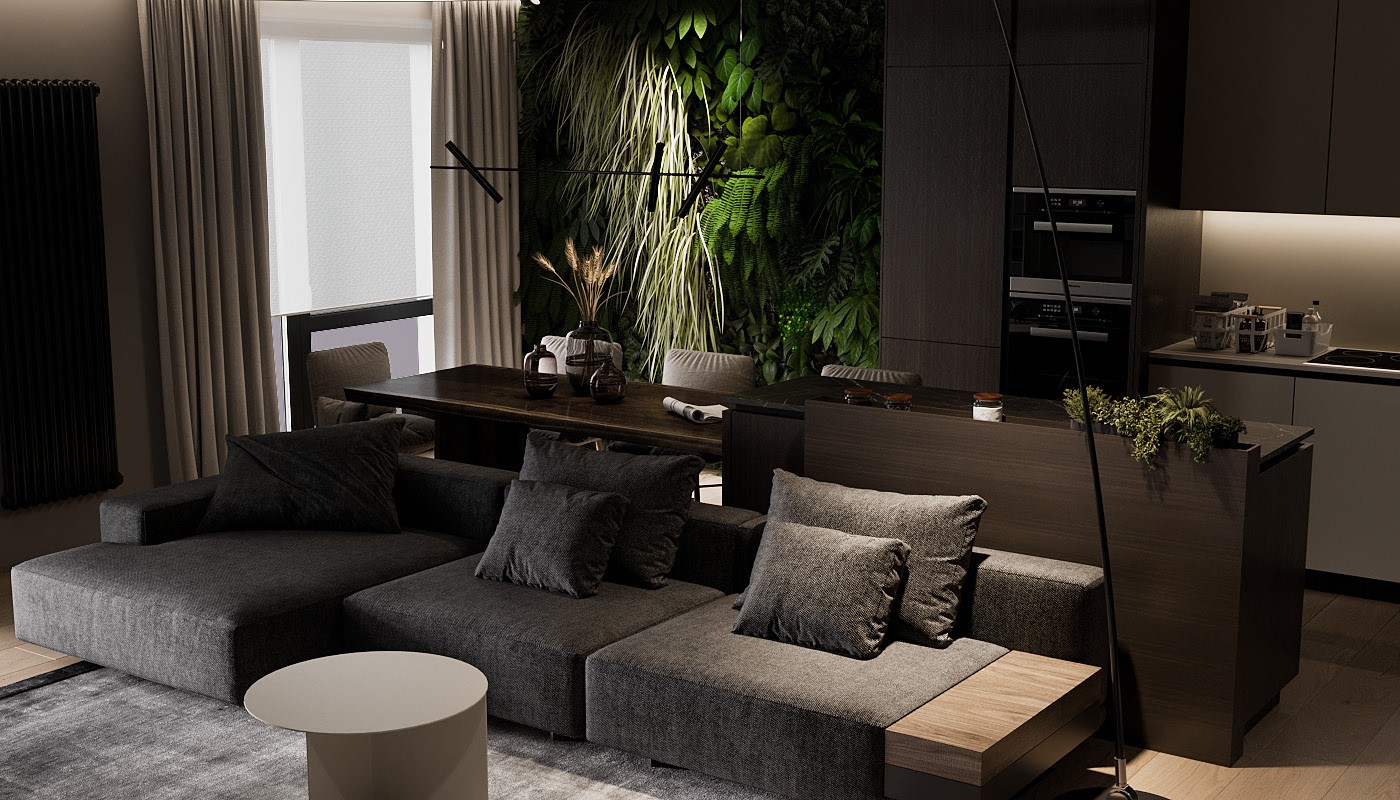 95㎡高级黑色系公寓设计 超多细节-2