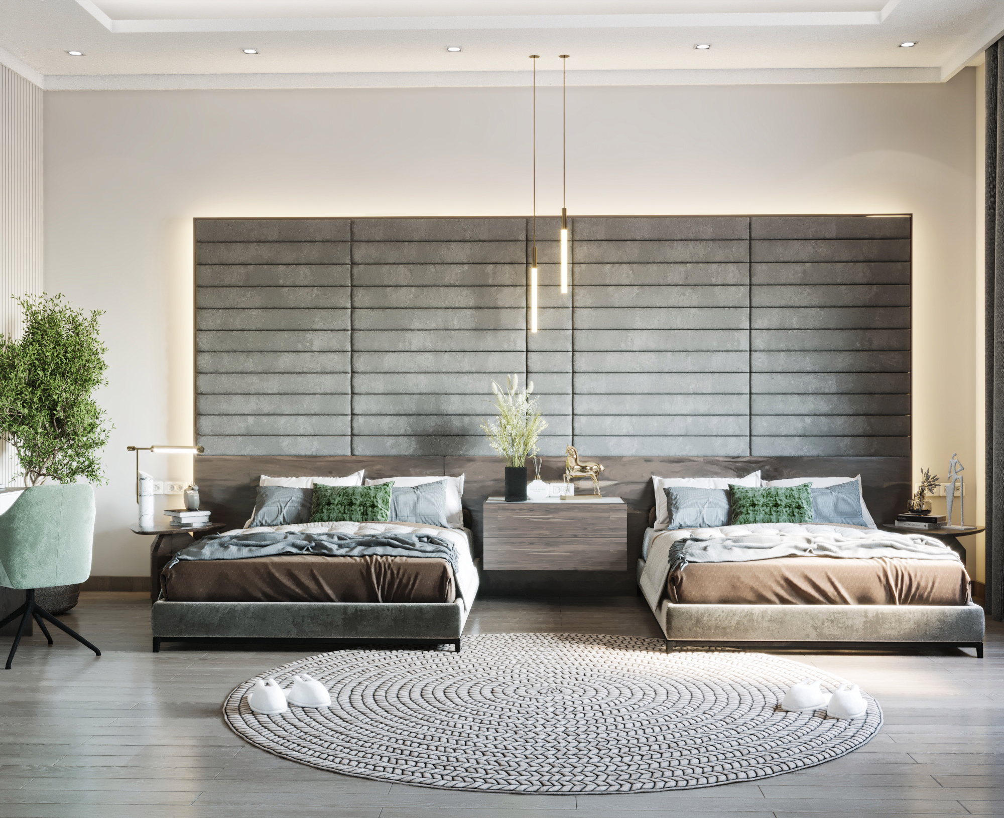 中性风格卧室设计丨沙特阿拉伯丨vision design & construction-6