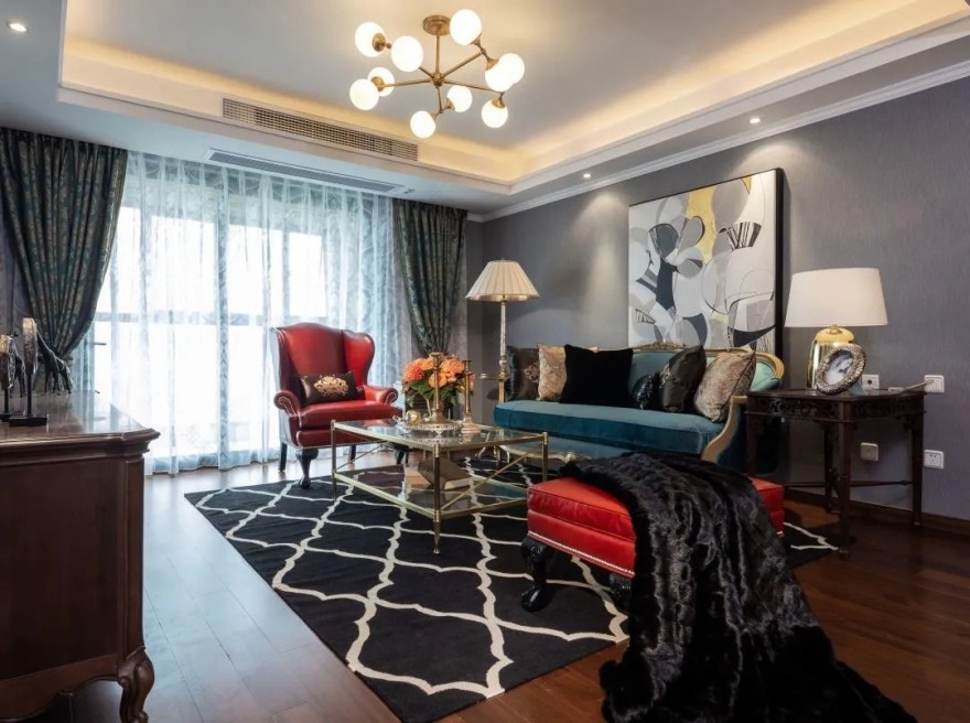 120㎡现代巴黎风情,色彩冲击与古典韵味的完美结合-3