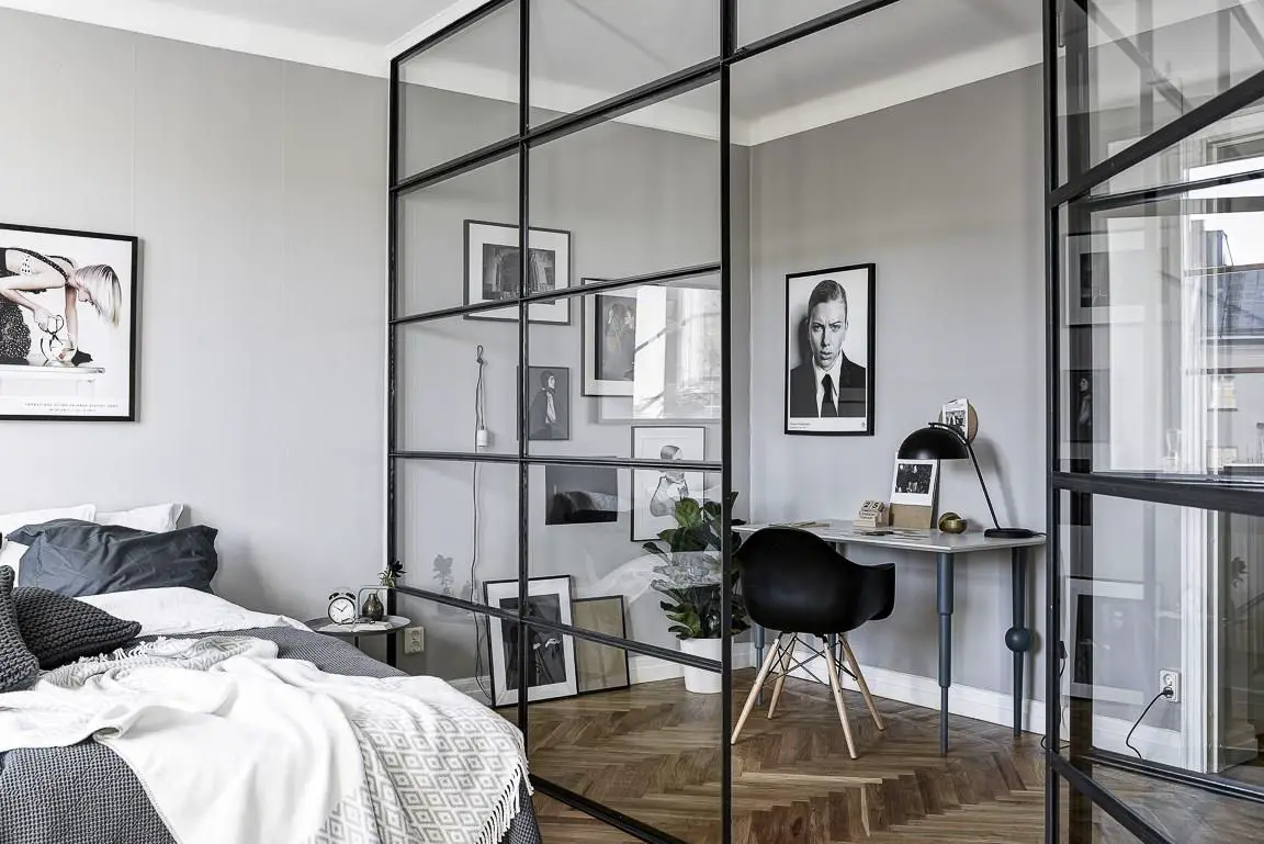 开放式卧室巧变双功能办公空间-1