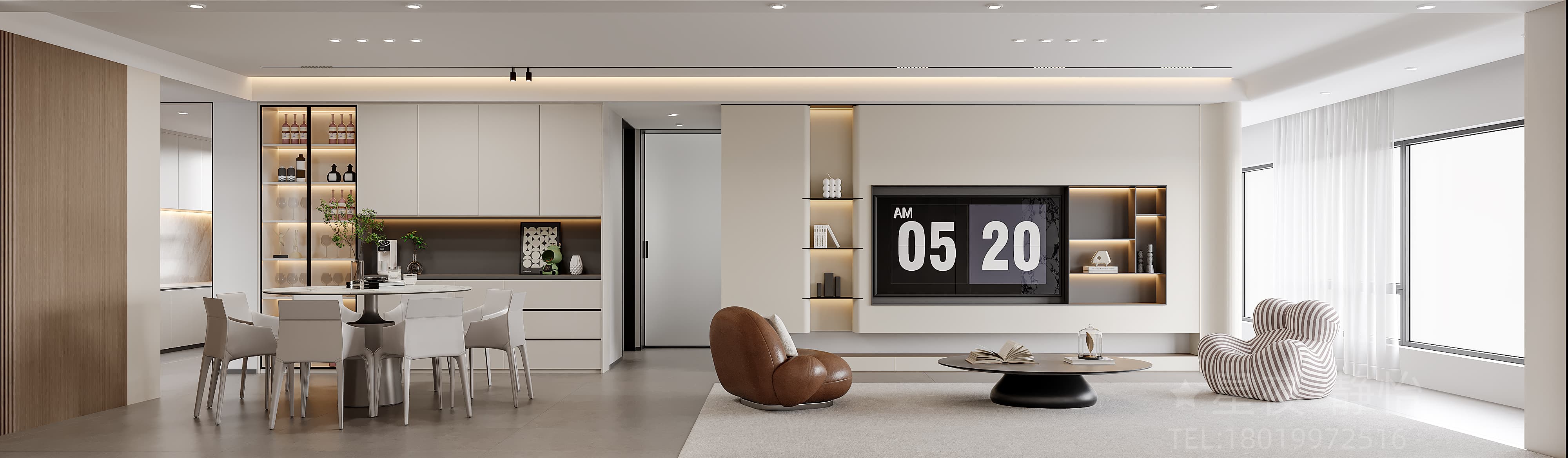 现代轻奢客厅：通透布局，光影交织质感空间-6