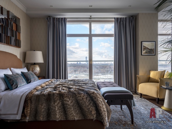 莫斯科西南角带全景窗可看莫斯科大学高楼的彩色公寓室内设计丨俄罗斯莫斯科丨Гончар Ольга,Лобынцева Софья-49