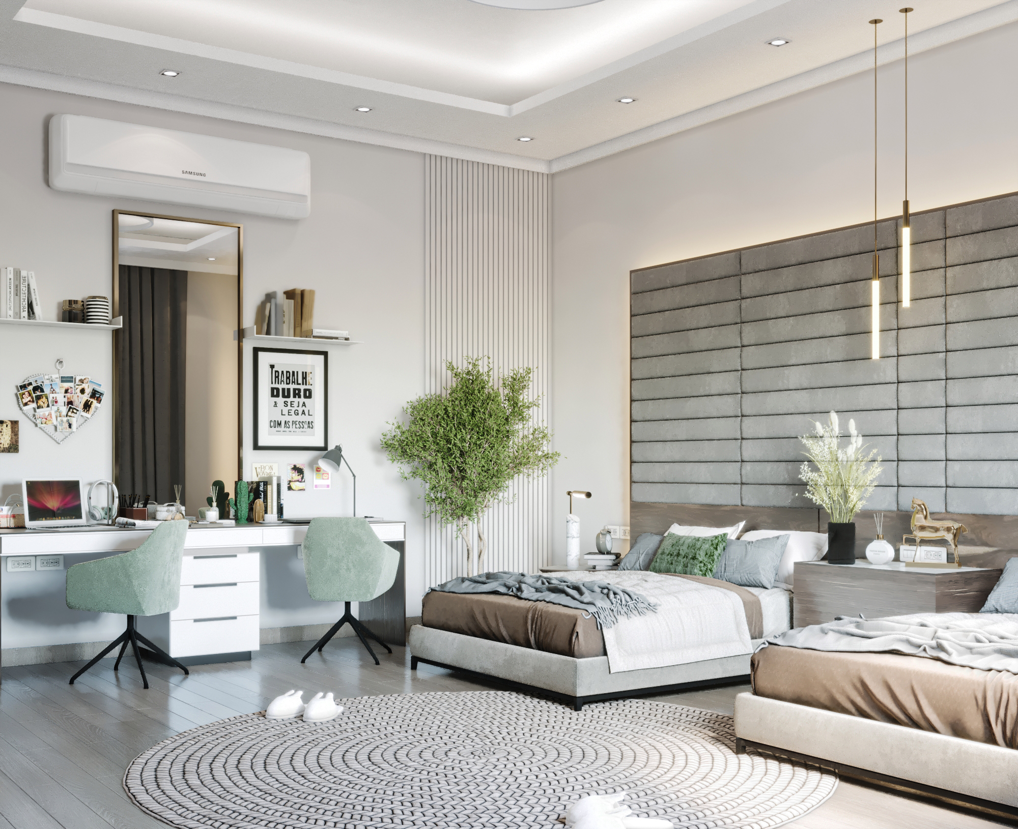 中性风格卧室设计丨沙特阿拉伯丨vision design & construction-10