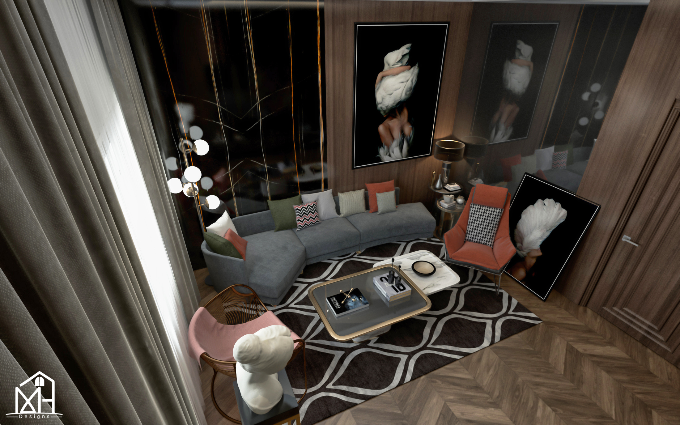 Artistic Modern Living Room in Cairo-8