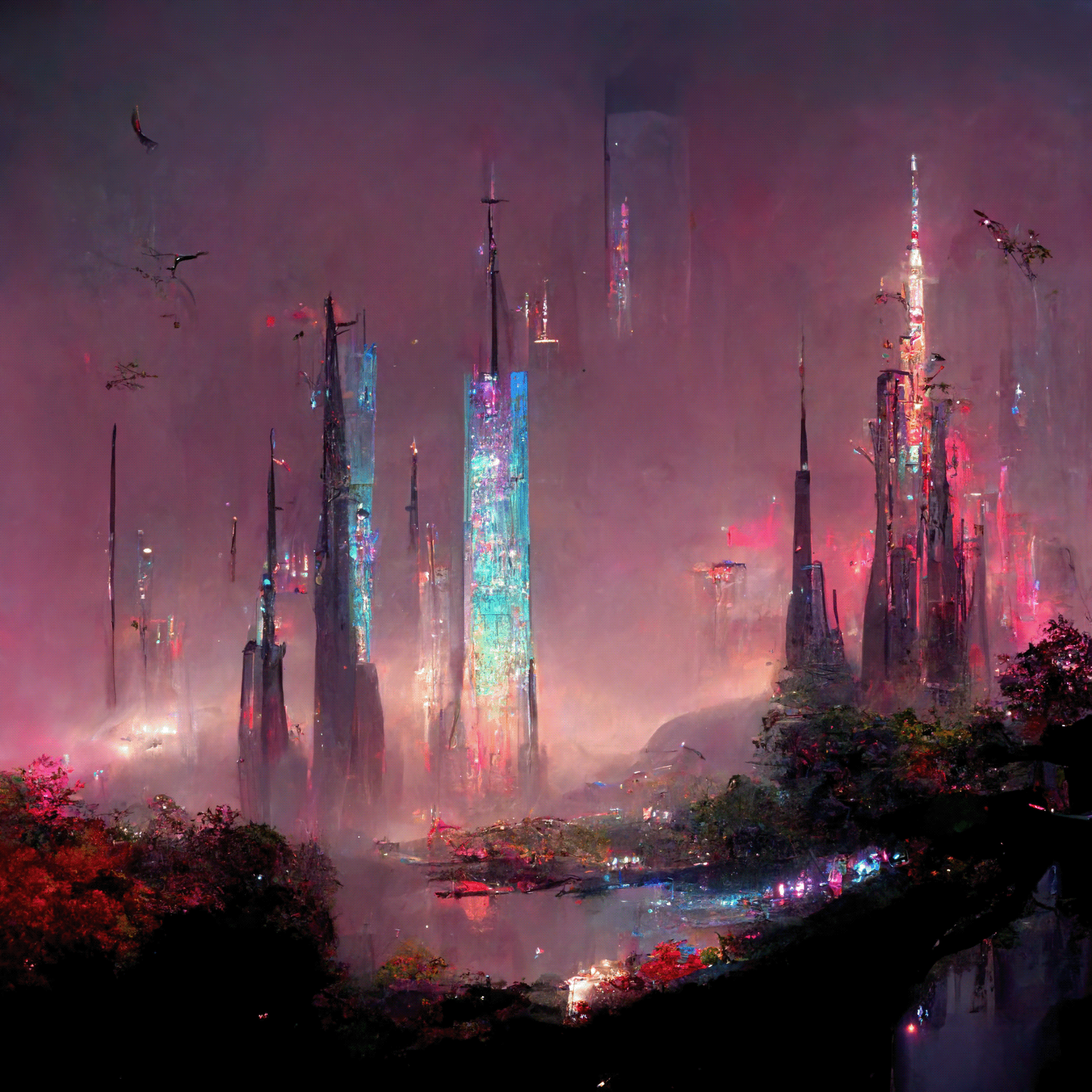 未来城市概念艺术丨#midjourney AI-9