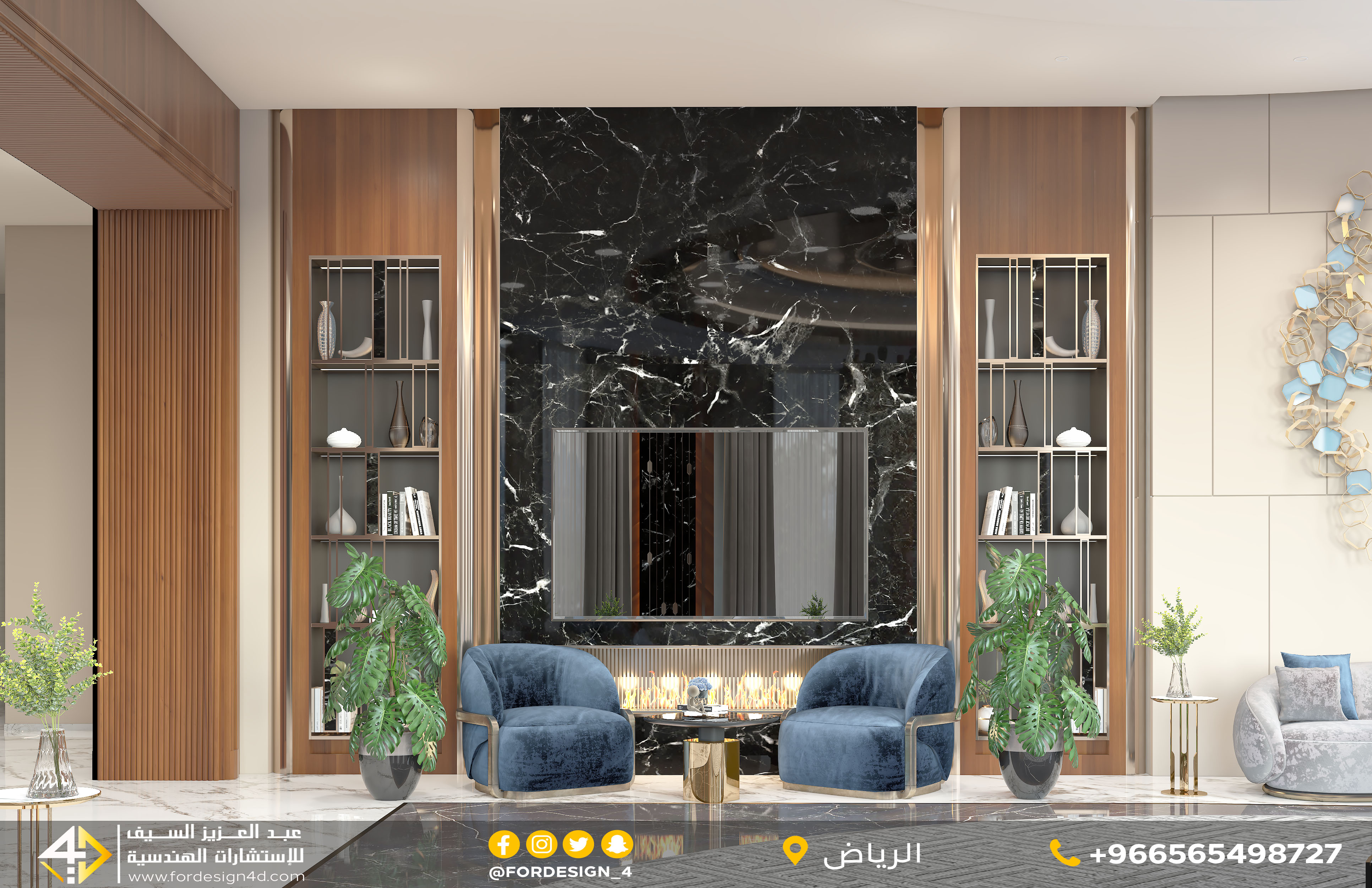 Luxury dark Men majlis in palace in KSA-1