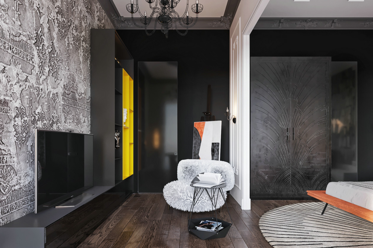 莫斯科高级灰橙色空间设计-50