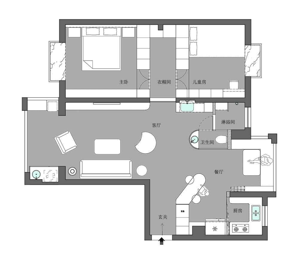 82㎡两居室打造高级质感,科技炫酷的现代北欧风之家-8