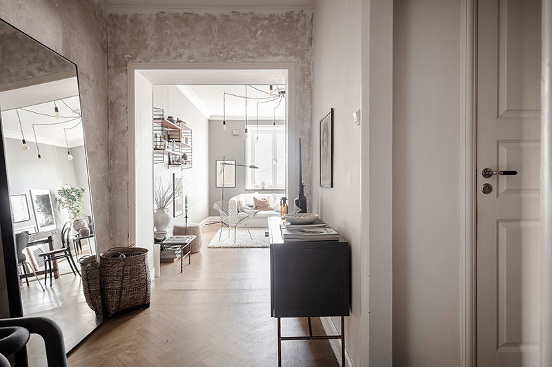 哥德堡 51 平米时尚公寓 | 灰墙砖厨、复古走廊,小空间大创意-15