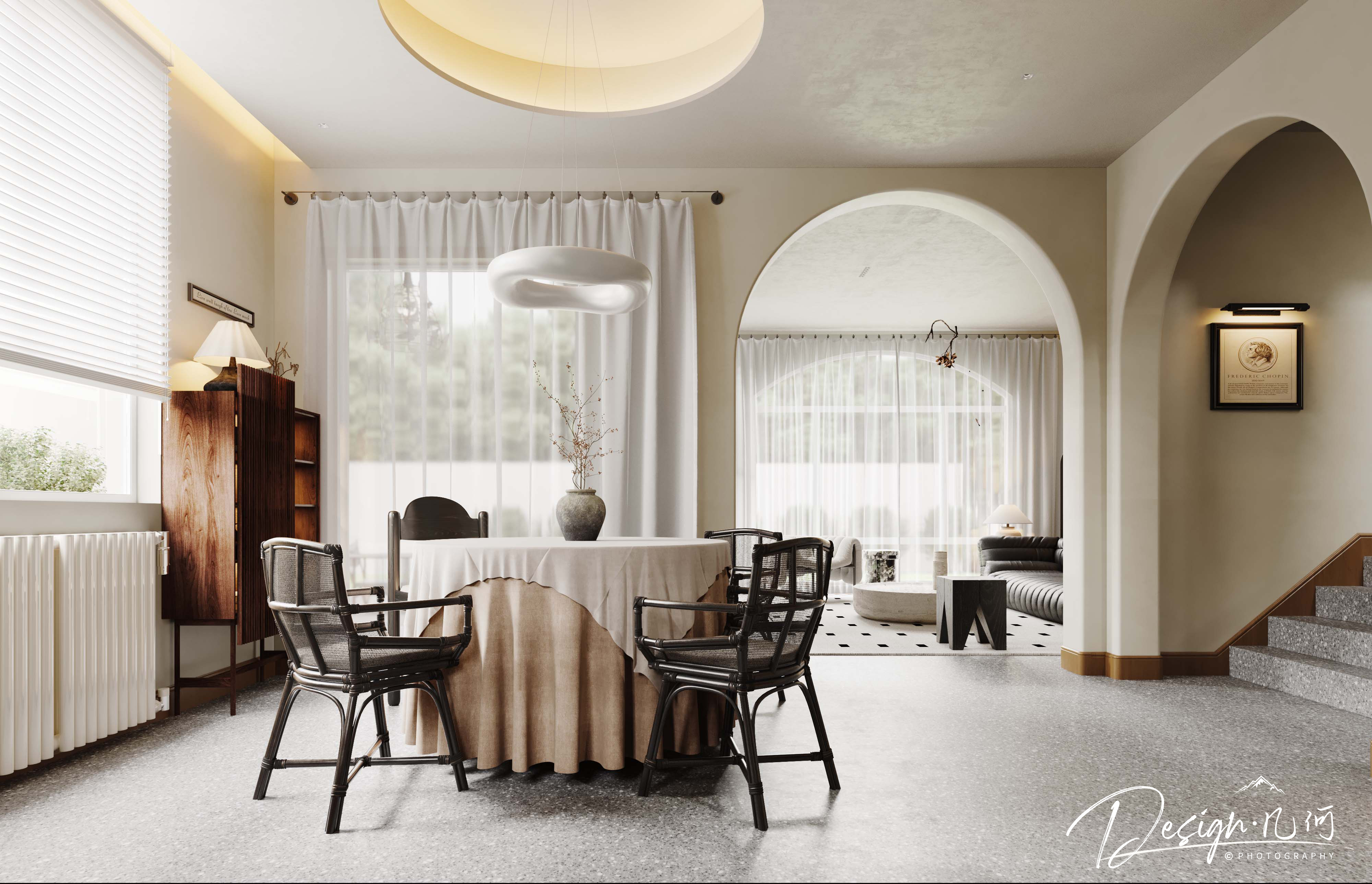 几何空间视觉表现 | 溪岸宝墅现代客餐厅-2