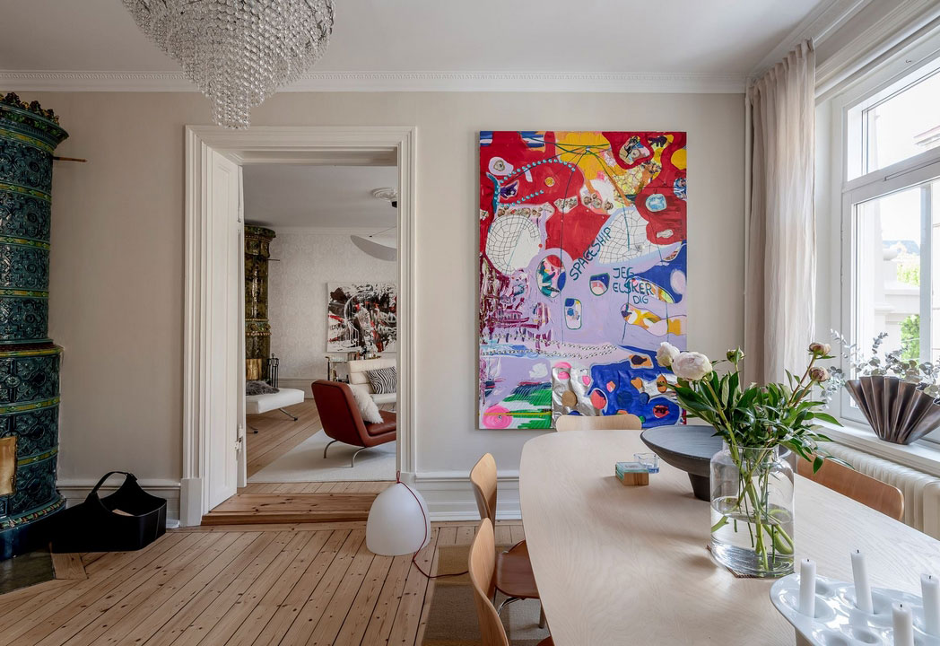 色彩斑斓的瑞典公寓 | 现代艺术装点生活空间-3