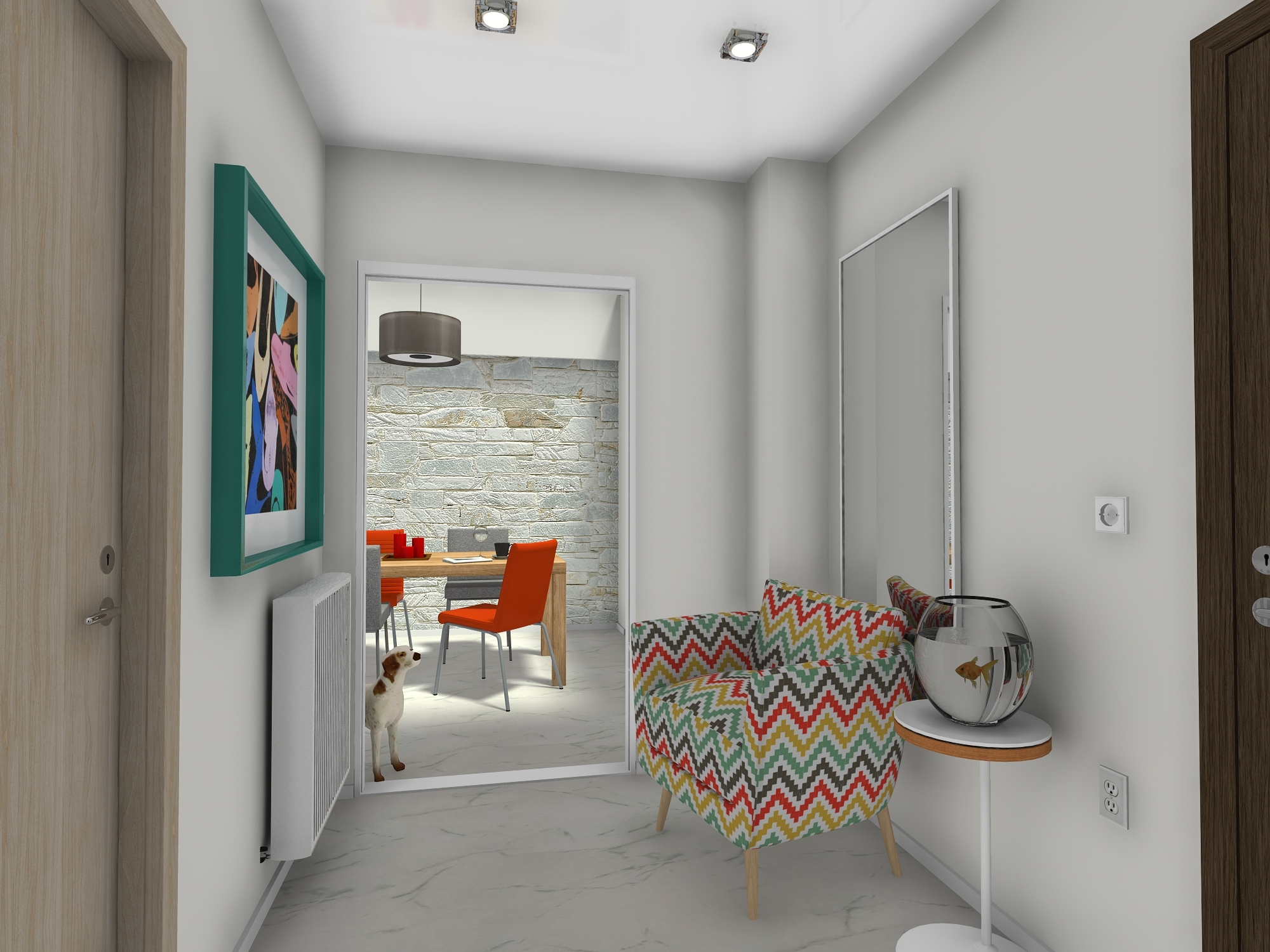 入口门厅,客厅  餐厅及卧室空间布局设计丨希腊-3