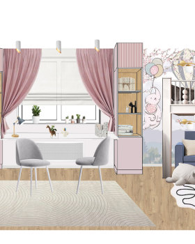 女孩儿童房设计项目丨Design Chubukova Svetlana