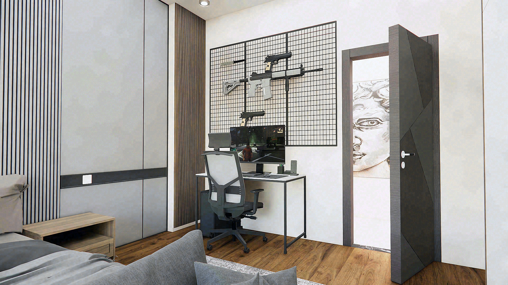 تصميم لغرفة نوم شاب بوحده سكنية بجمهورية مصر العربية-3