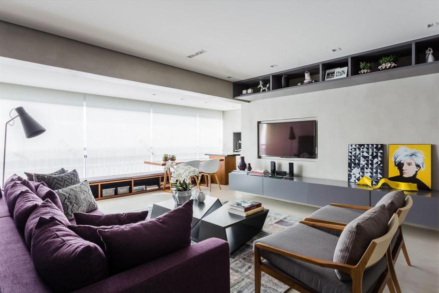 巴西 Apartamento GO · 现代简约风格的多功能公寓设计-4