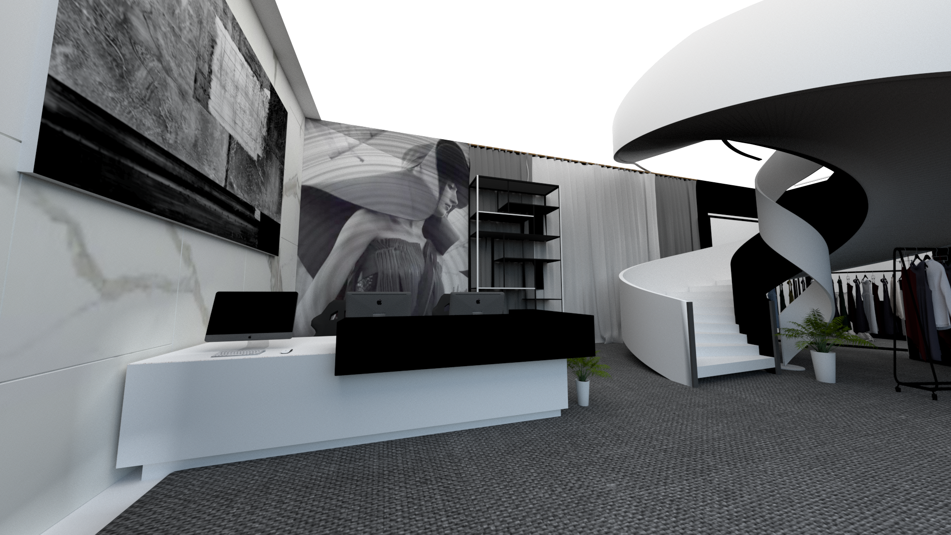 山本耀司黑白和不对称设计展示空间-7