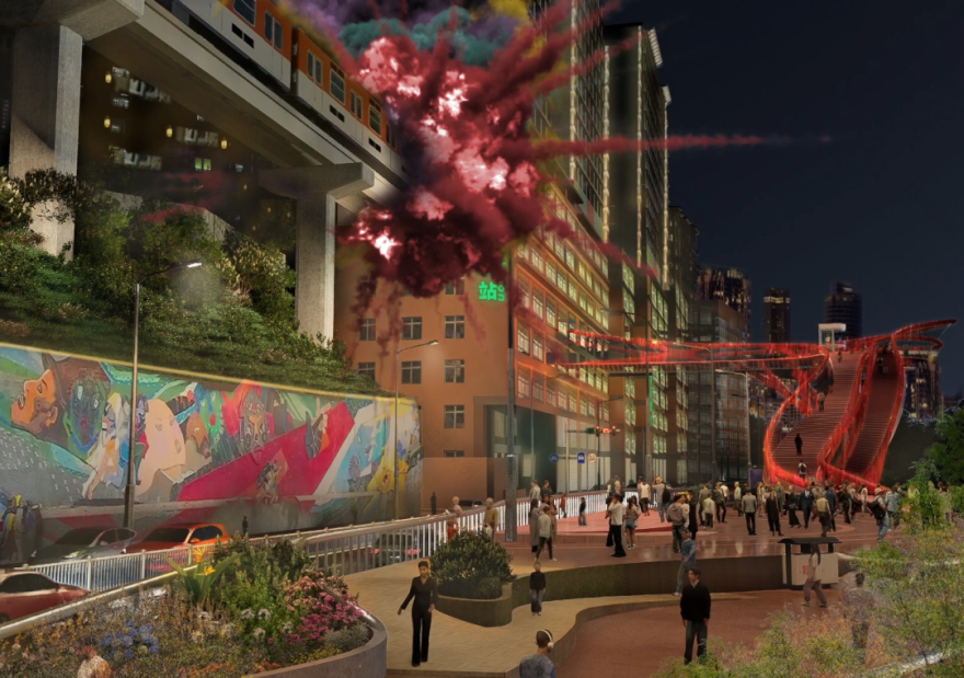 川美大四学弟毕设拿下学院奖+全国高校数字艺术设计大赛一等奖!“交通心理学+交互影像艺术+AR拓展”实现虚实穿行视界的城市更新设计-24