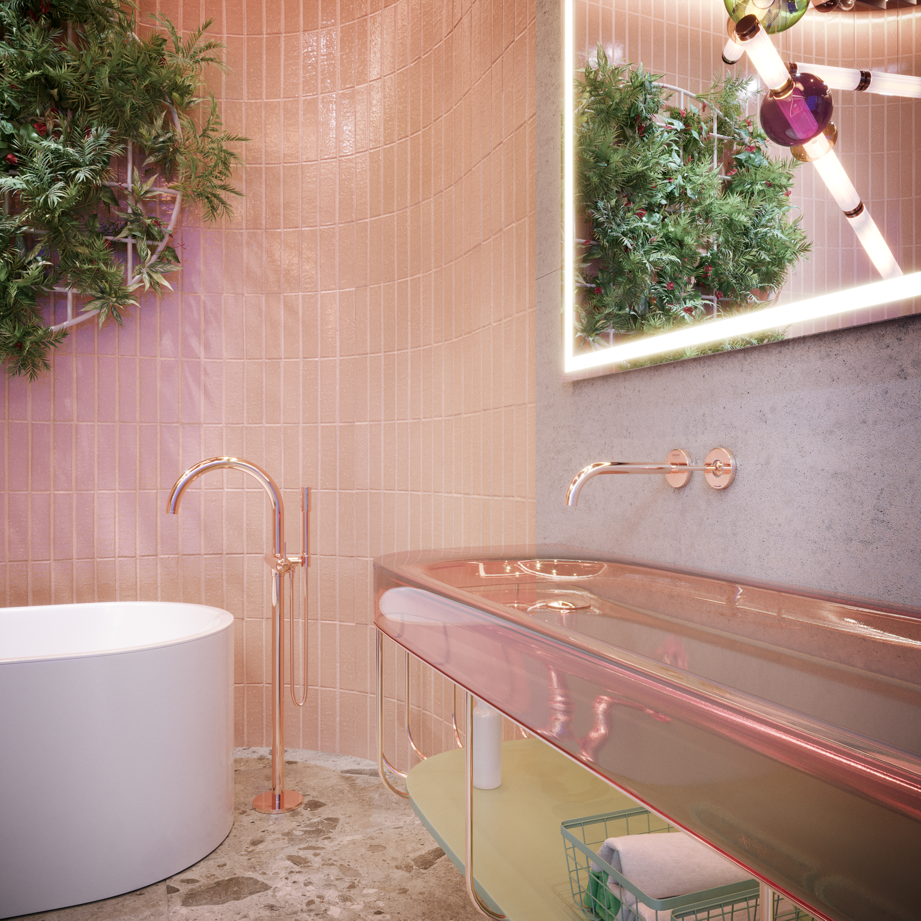 Pink bathroom in London-4