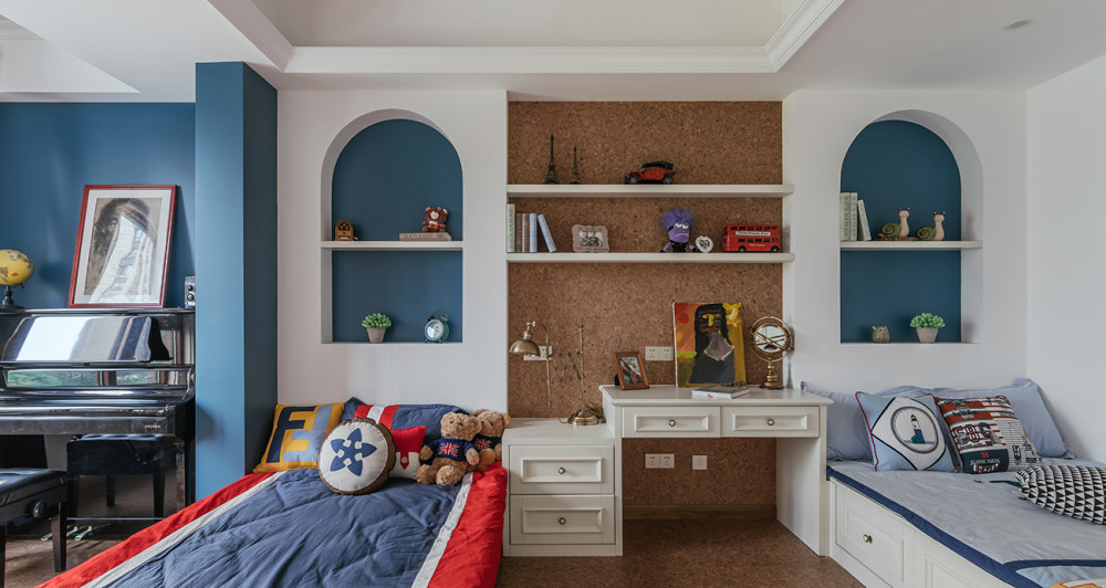 合肥蓝调别墅,美式简美风格的温馨三世同堂之家-37