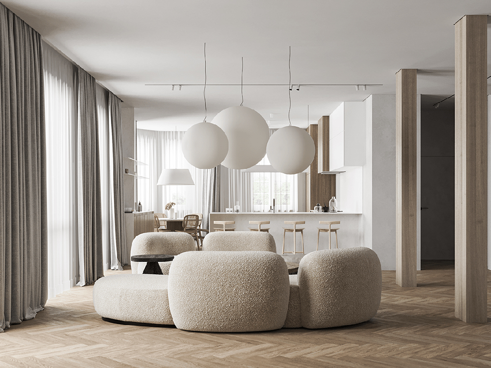 现代原木极简风的居住空间-2