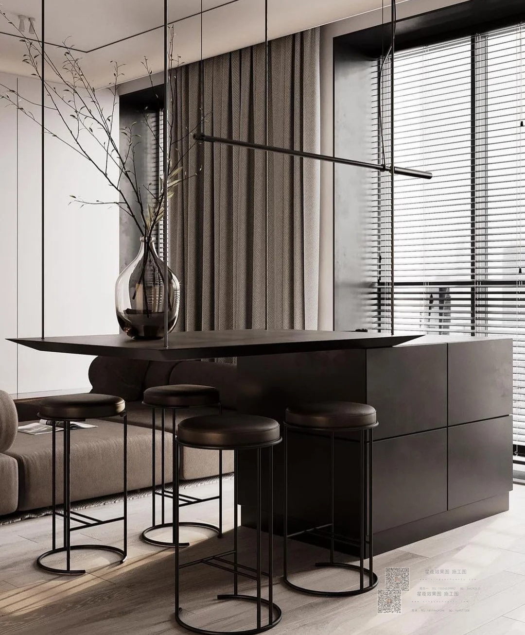 现代黑白灰极简主义空间设计-7