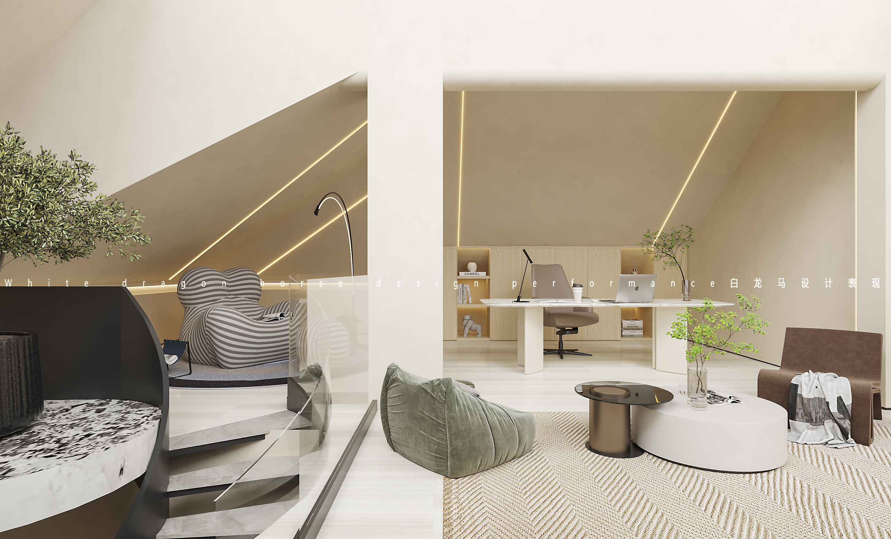 现代奶油风别墅-4