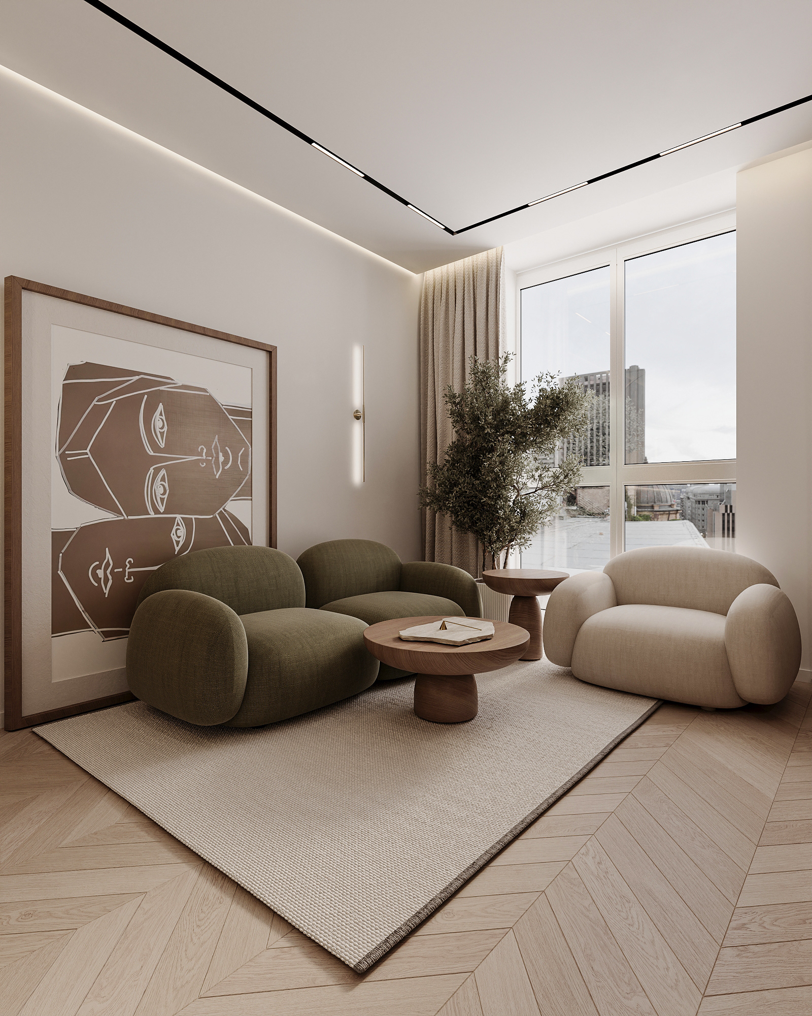 khaki & wood apartment-1