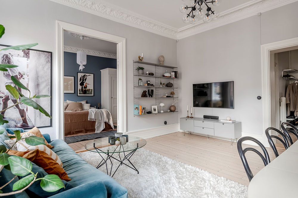 蓝色与白色的典雅公寓 | 哥德堡的瑞典设计之美-14