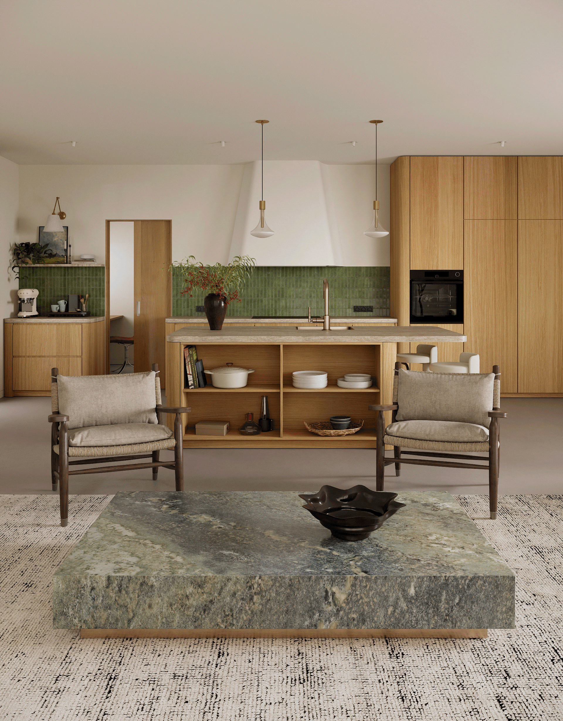 Warm Minimalist House Interior Visualization-19