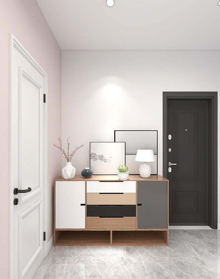 少女心玄关设计,色彩搭配展现空间活力-0