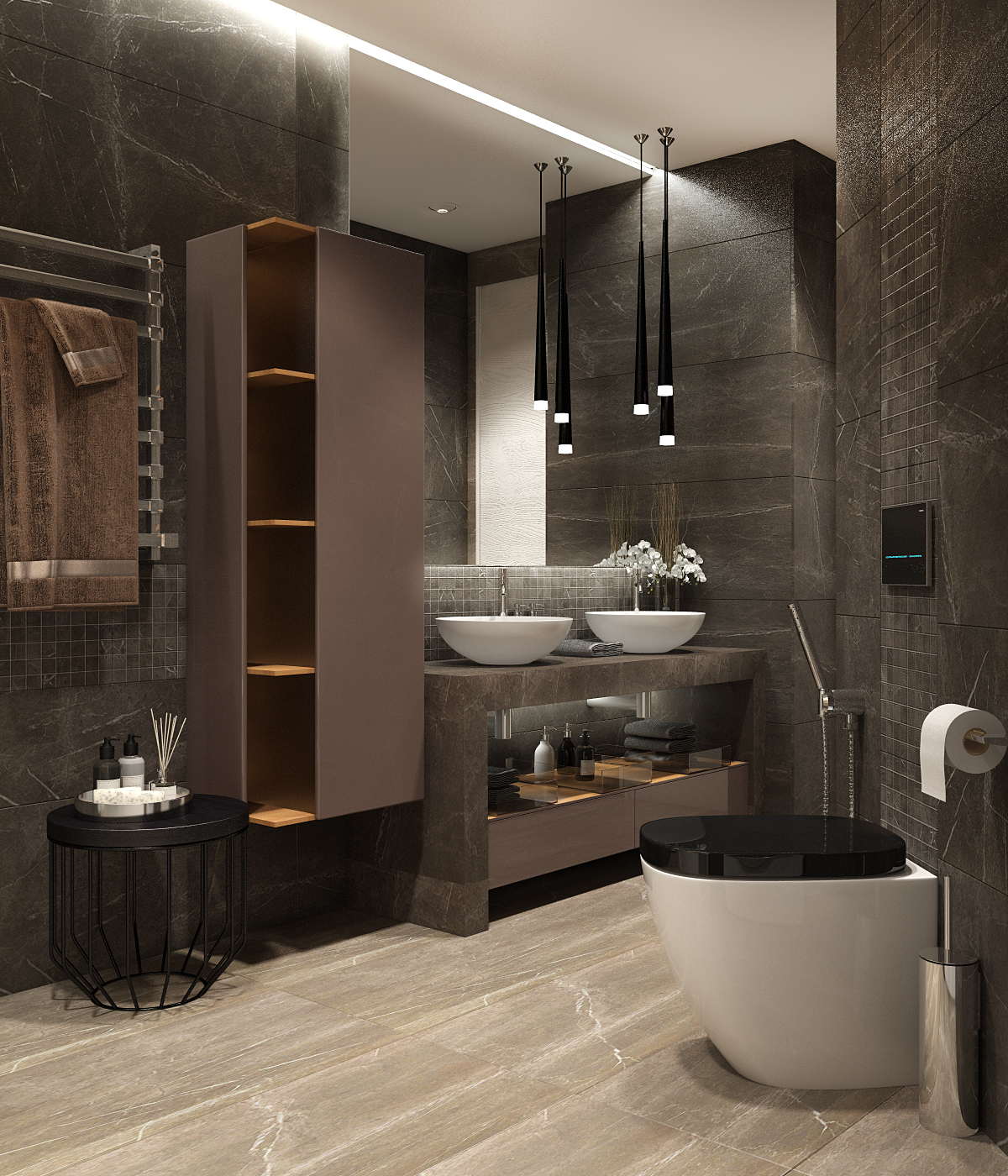 Оформление ванной в сдержанных тонах 9м² — портфолио бюро ARXY-13