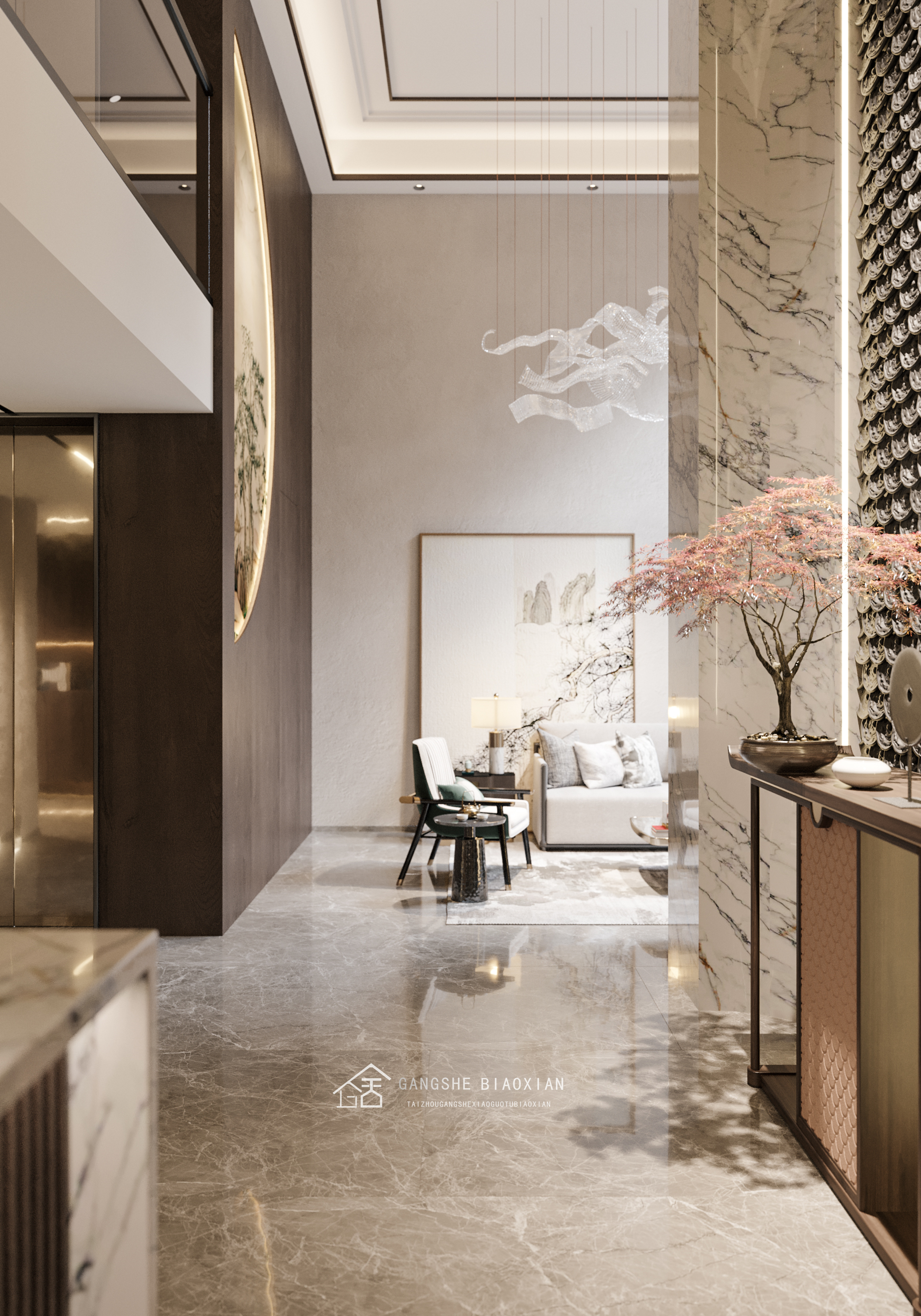 新中式别墅效果图案例丨冈舍效果图高端组-8