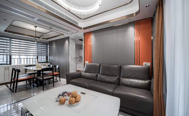 96㎡四室两厅现代设计，高级黑白灰+爱马仕橙，酷！                     -6