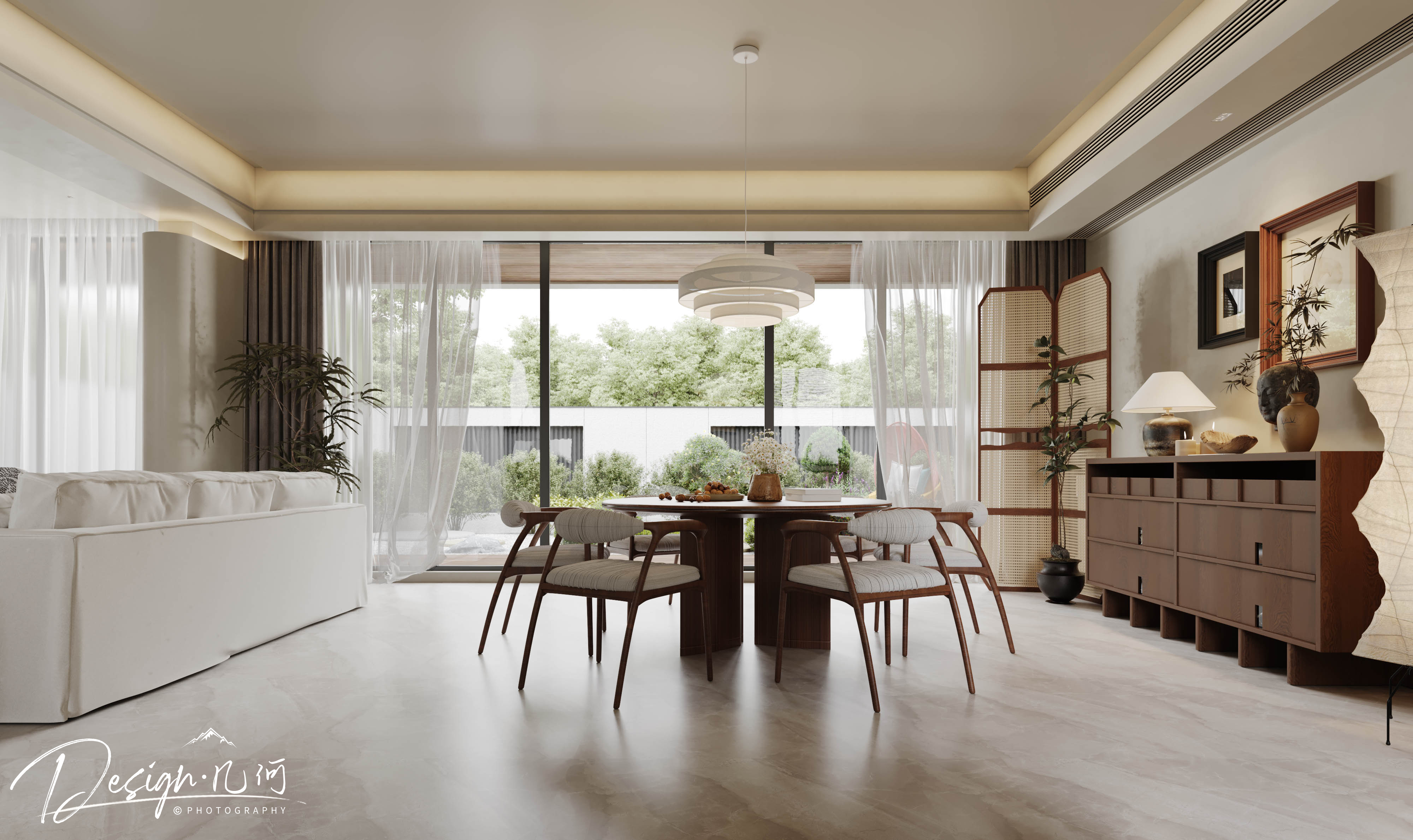 几何空间视觉表现 | 国建红郡中古风客餐厅-10