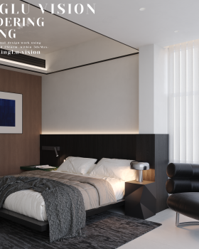 现代黑白调卧室丨星路视觉（XingLu  vision）