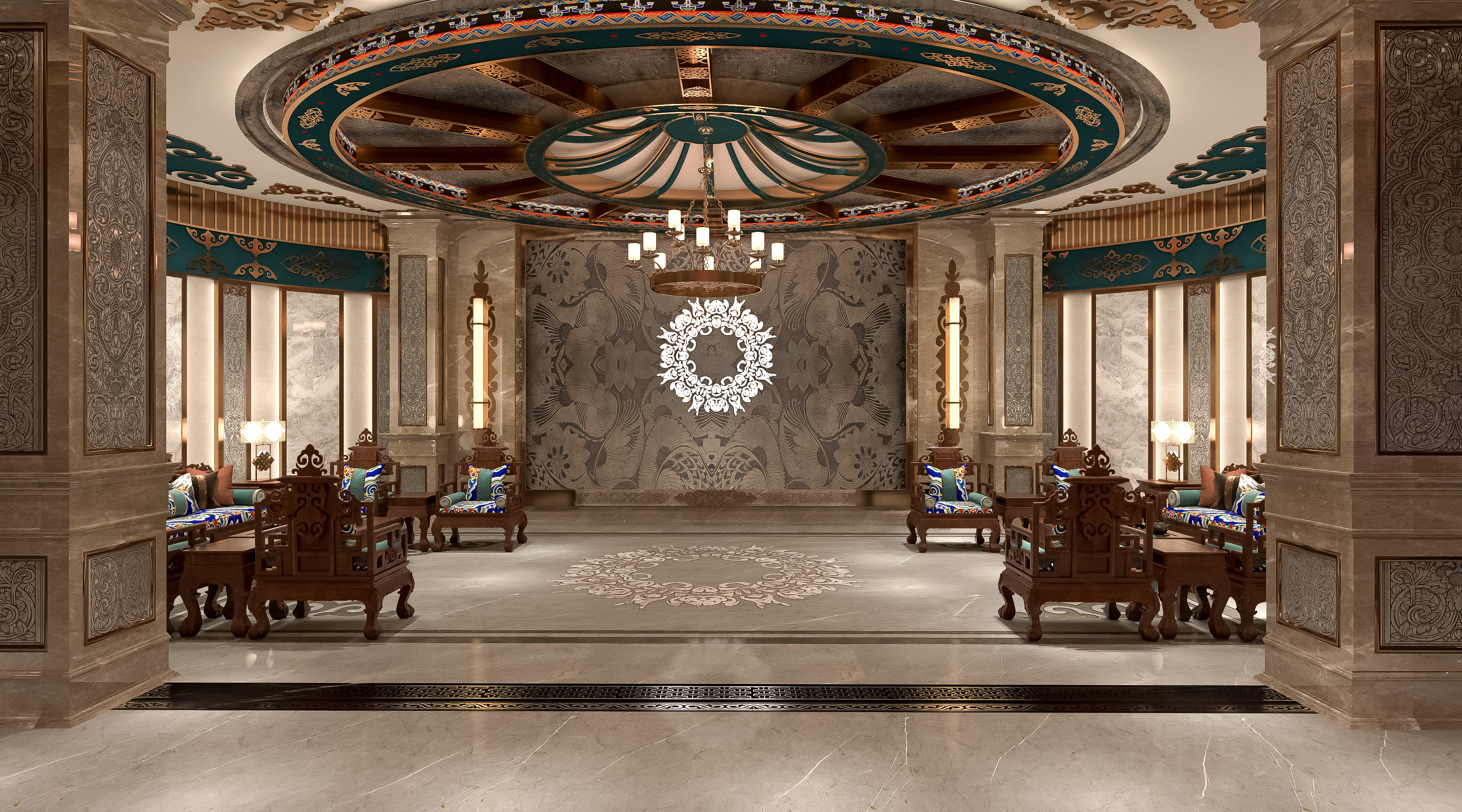 蒙元文化酒店大堂设计-8